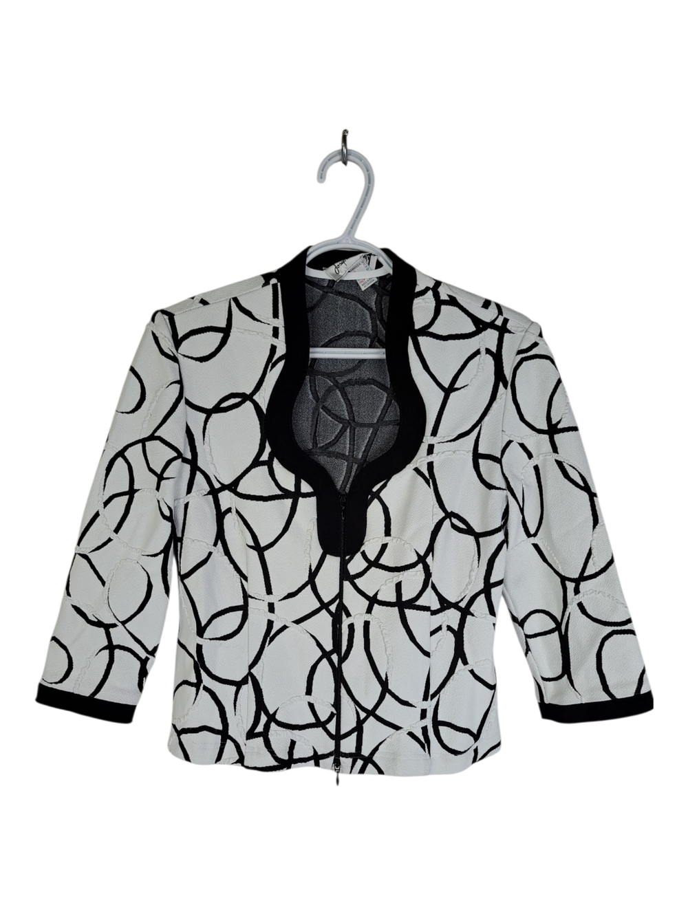 Joseph Ribkoff designer jacket‎ Zip up Black White